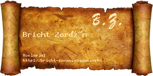 Bricht Zorán névjegykártya